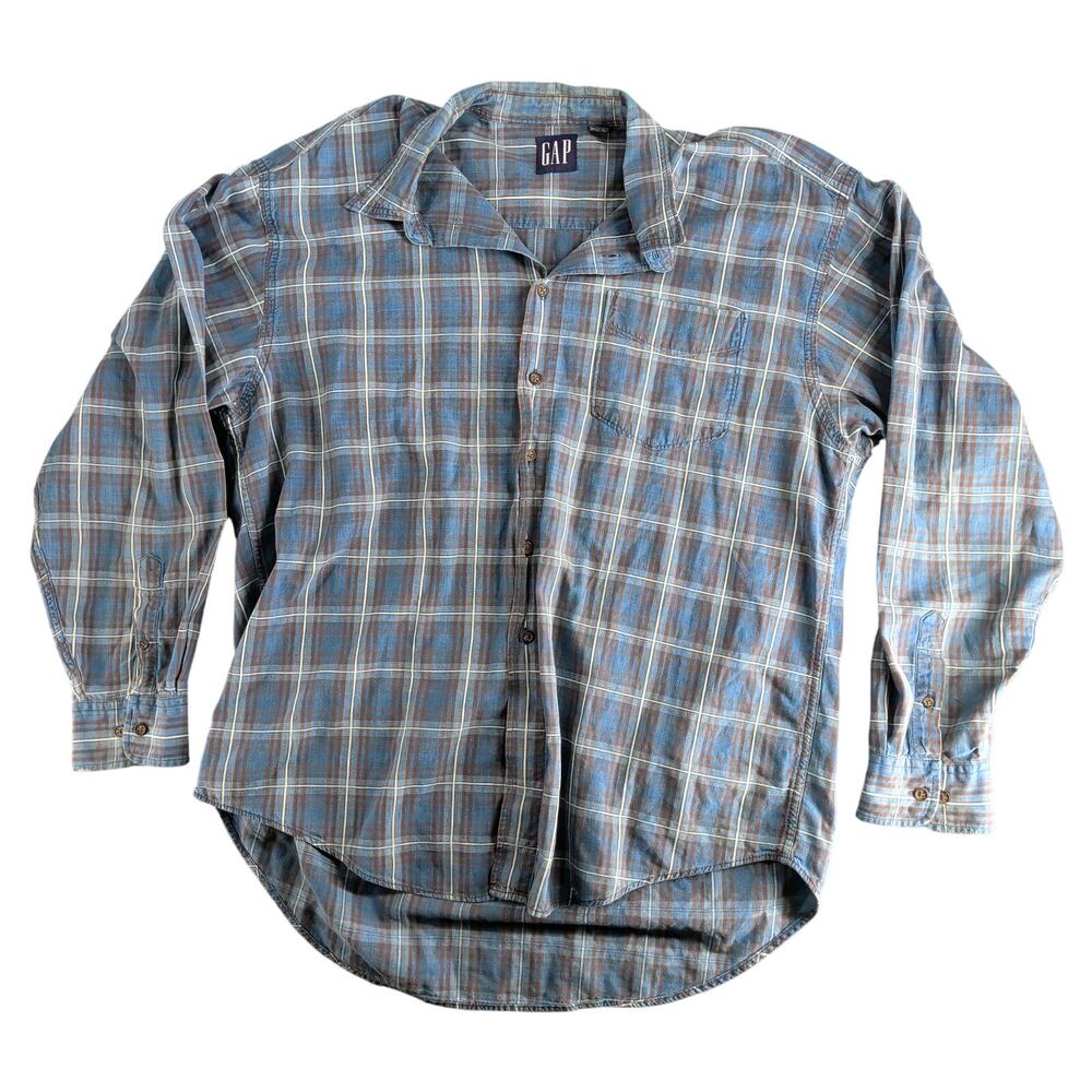 Vintage 90s Gap Plaid Button Up Shirt Men's XL Cotton Workwear Skater